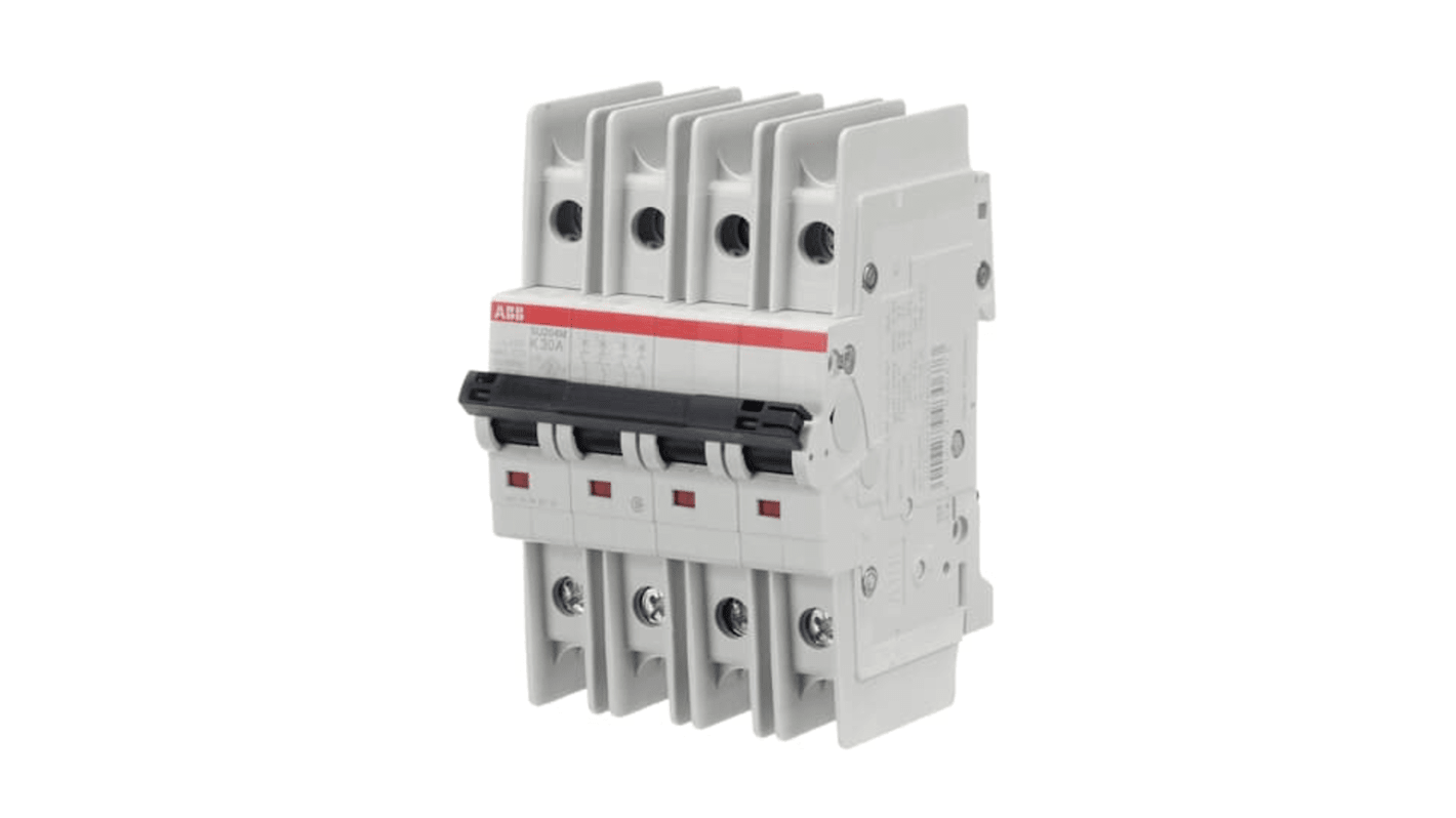 ABB SU200 M MCB, 4P, 30A Curve K, 480V AC, 15 kA Breaking Capacity