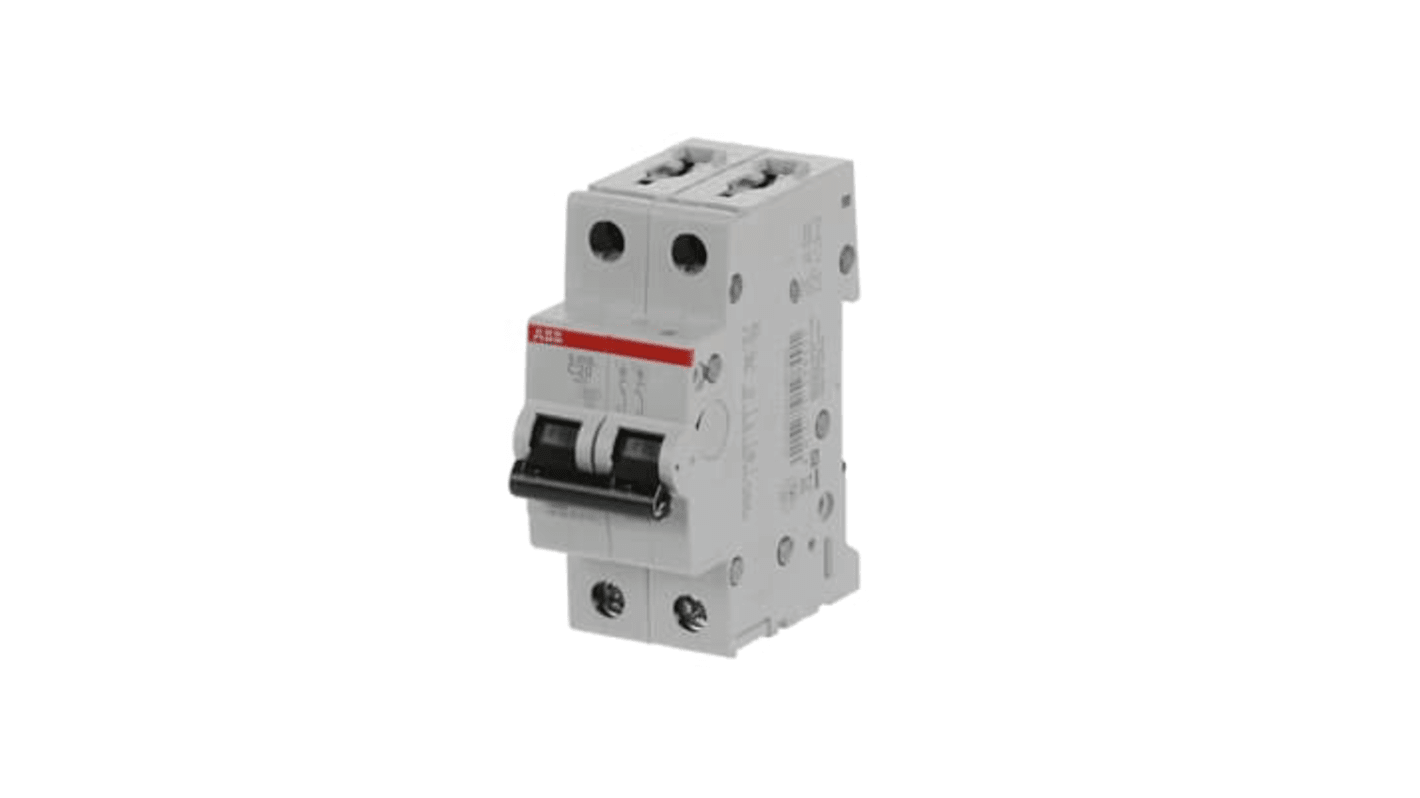 ABB S202L MCB, 2P, 20A Curve C, 400V AC, 6 kA Breaking Capacity