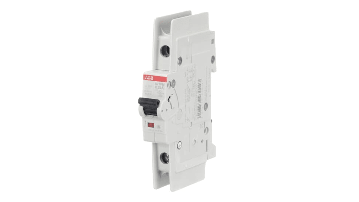 ABB SU200 M MCB, 1P, 25A Curve K, 277V AC, 48V DC, 15 kA Breaking Capacity