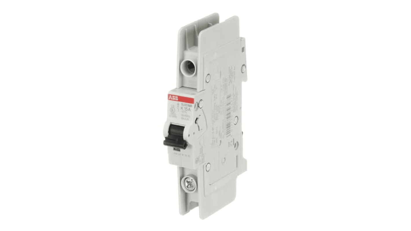 ABB System Pro M Compact SU200 MR Circuit Breaker, 1P, 15A Curve K, 230V AC, 10 kA Breaking Capacity