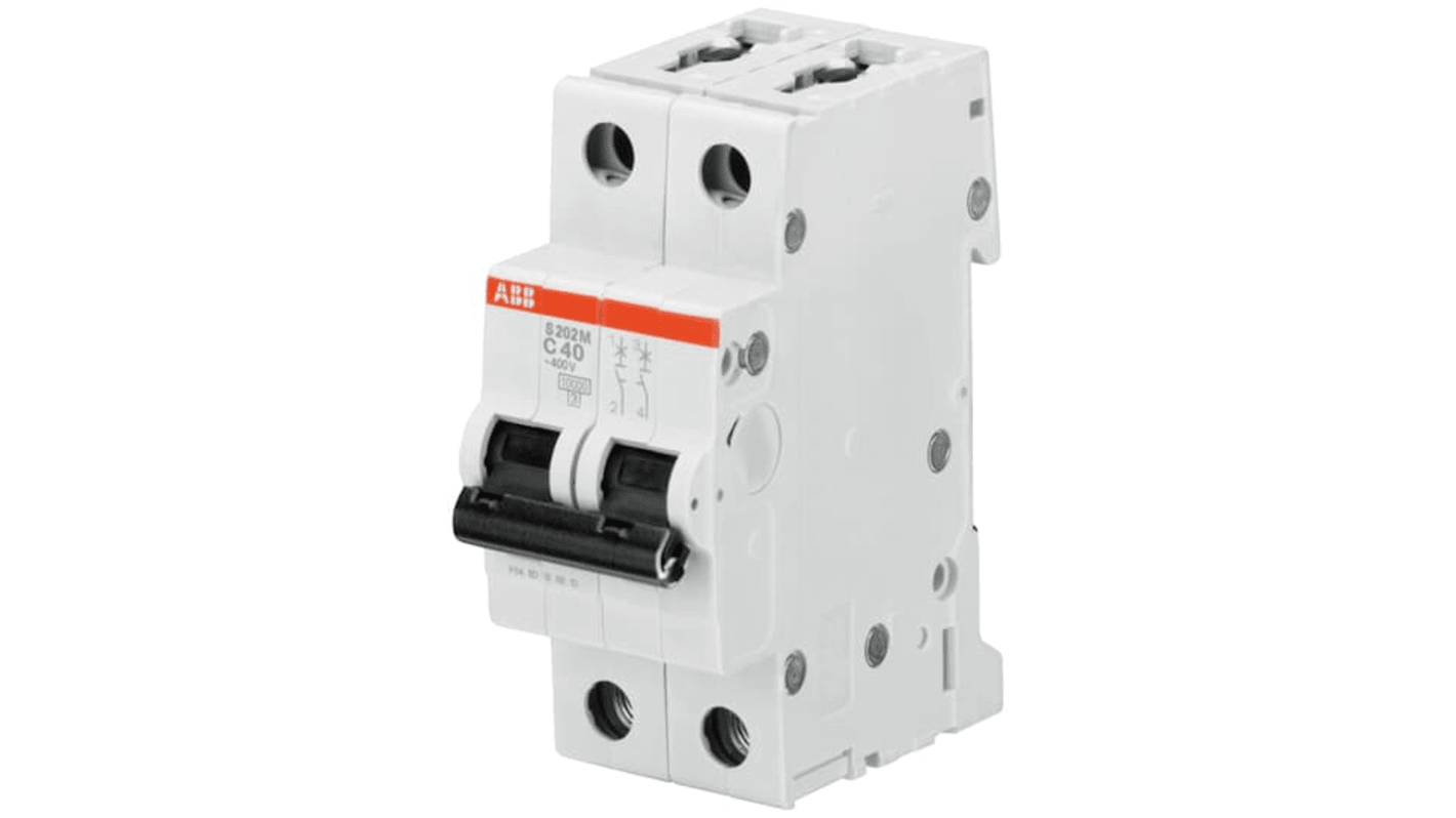 ABB System Pro M Compact S200M MCB, 2P, 3A Curve K, 400V AC, 125V DC, 15 kA Breaking Capacity