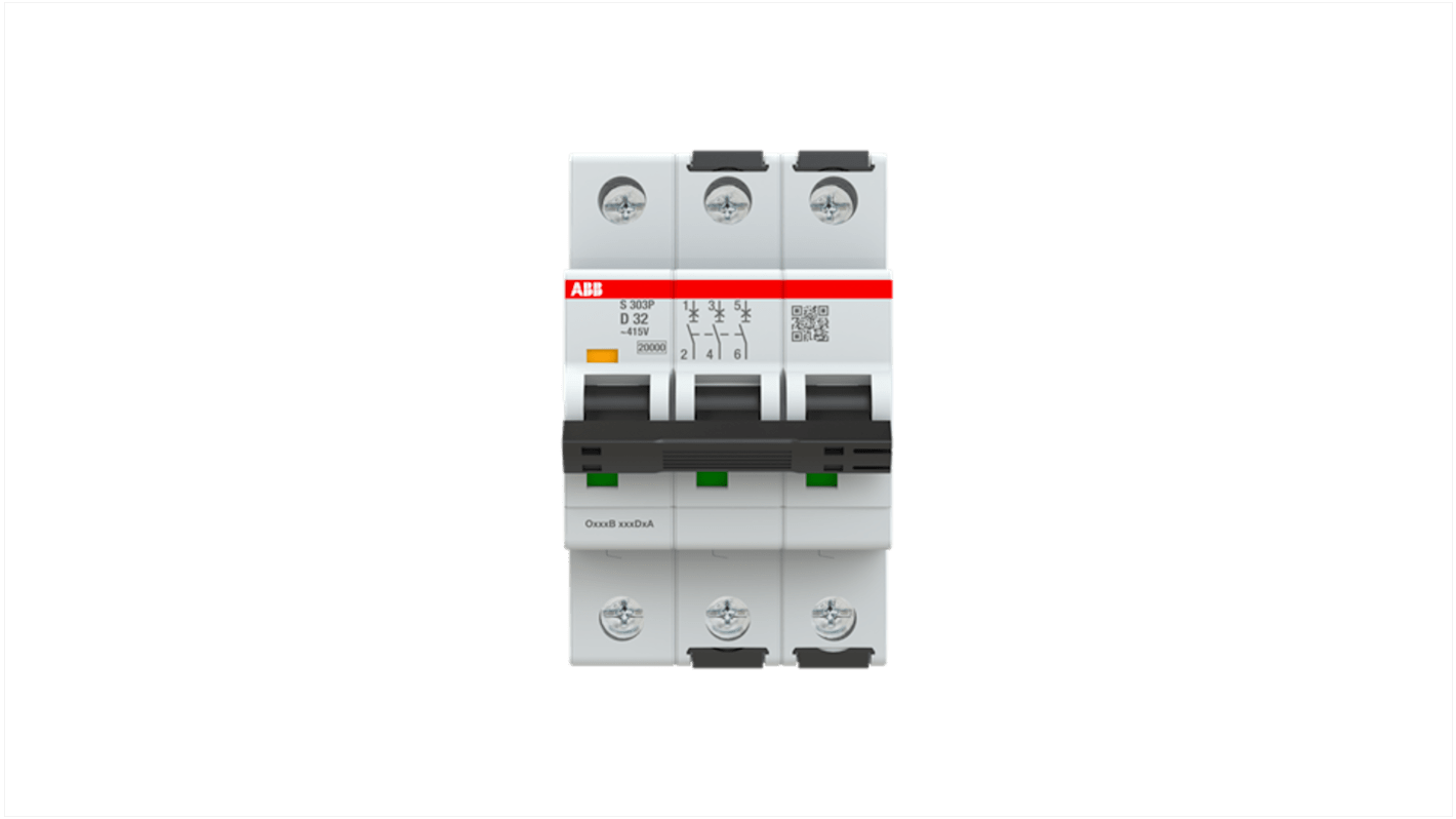 Interruptor automático 3P, 32A, Curva Tipo D, Poder de corte 100 kA