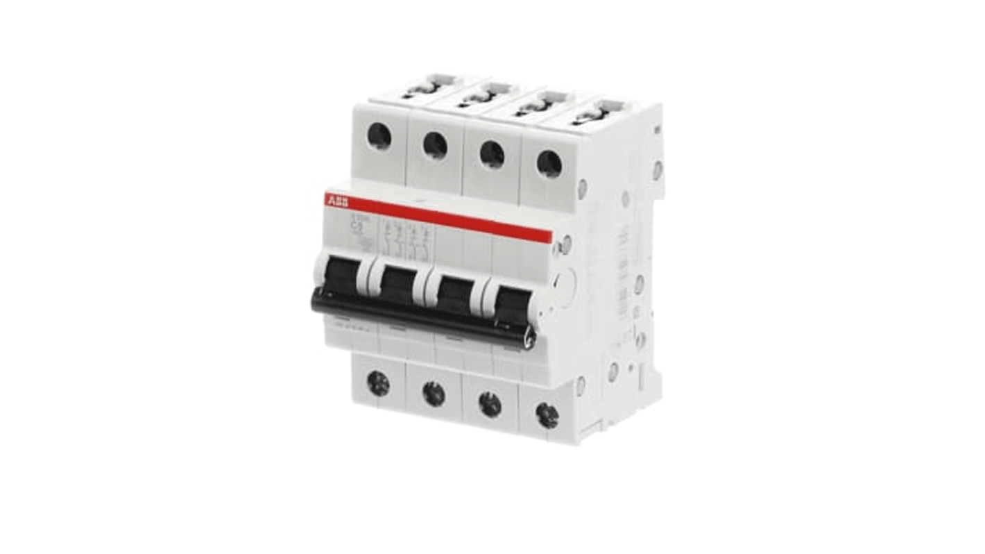 ABB S204L MCB, 4P, 6A Curve C, 400V AC, 6 kA Breaking Capacity