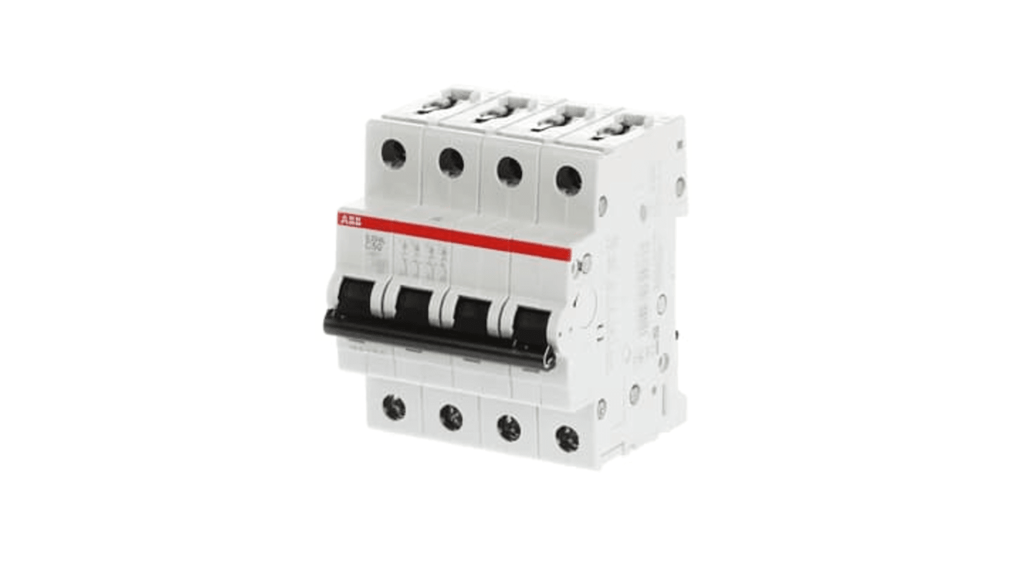 ABB S204L MCB, 4P, 50A Curve C, 400V AC, 6 kA Breaking Capacity