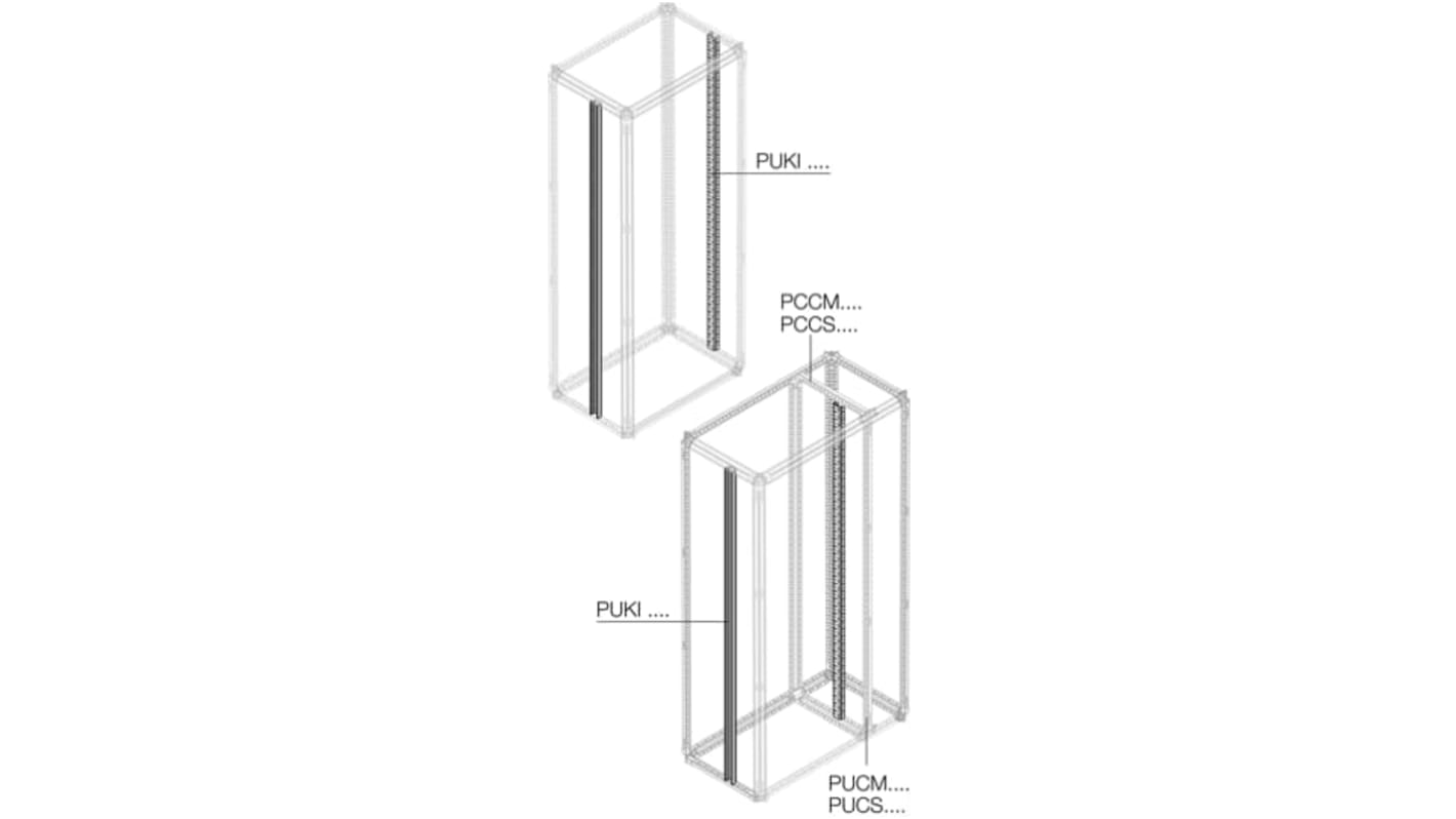 ABB PUKI Series Galvanised Steel Crosspiece, 70mm W, 2000mm H, 35mm L For Use With PUKI2000