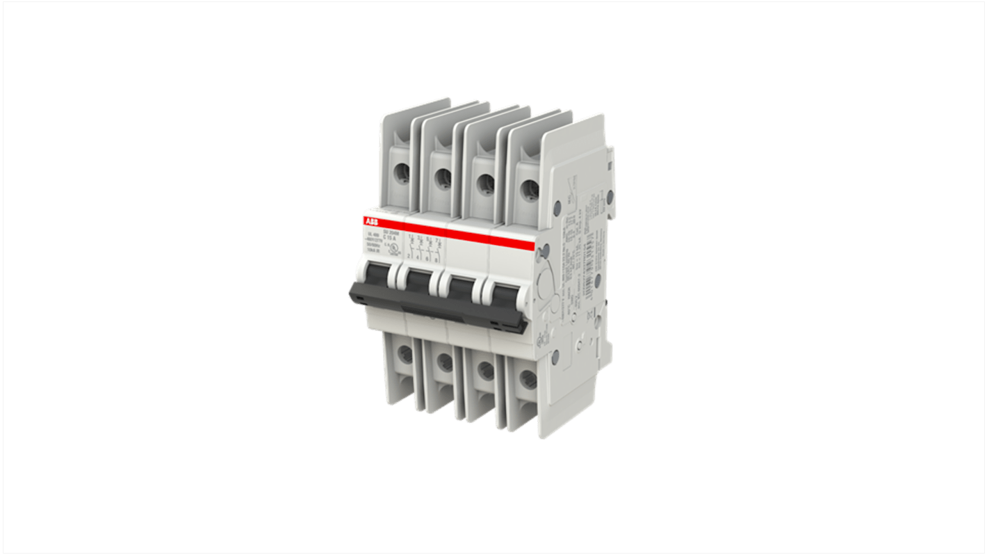 ABB SU200 M MCB, 4P, 15A Curve C, 480V AC, 15 kA Breaking Capacity