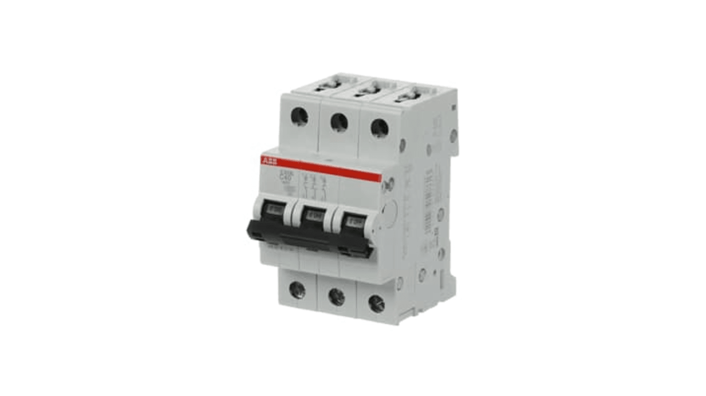 ABB S203L MCB, 3P, 40A Curve C, 400V AC, 6 kA Breaking Capacity
