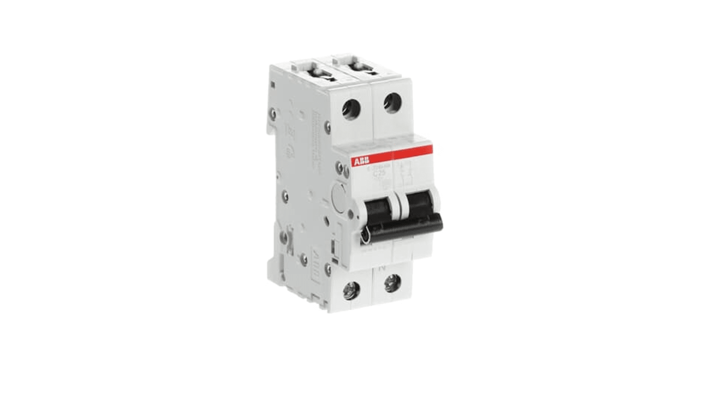 ABB System Pro M Compact S200M MCB, 1+N, 25A Curve C, 230V AC, 60V DC, 15 kA Breaking Capacity