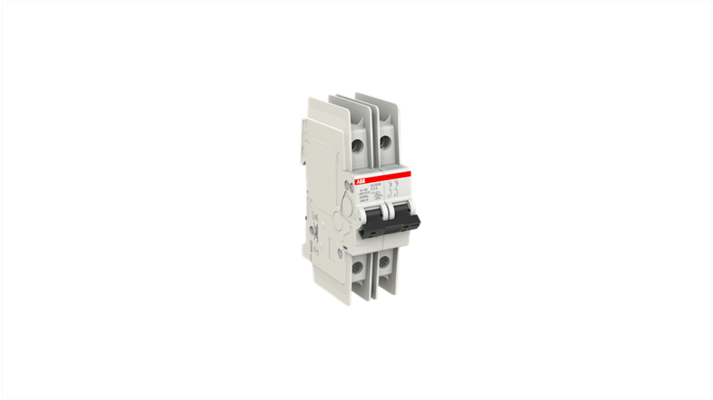 ABB SU200 M MCB, 2P, 2A Curve C, 440V AC, 96V DC, 15 kA Breaking Capacity