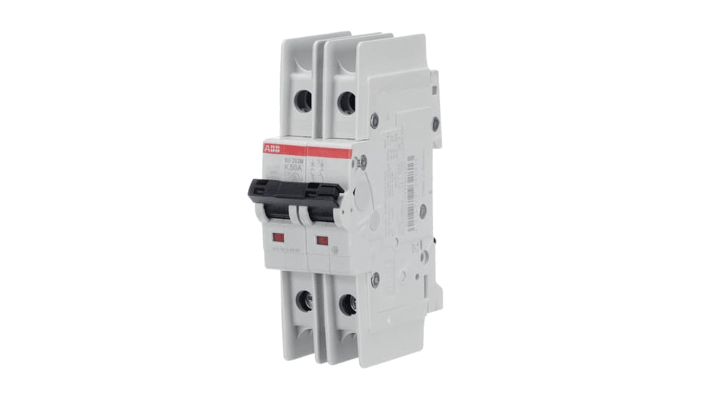 ABB SU200 M MCB, 2P, 50A Curve K, 440V AC, 96V DC, 15 kA Breaking Capacity