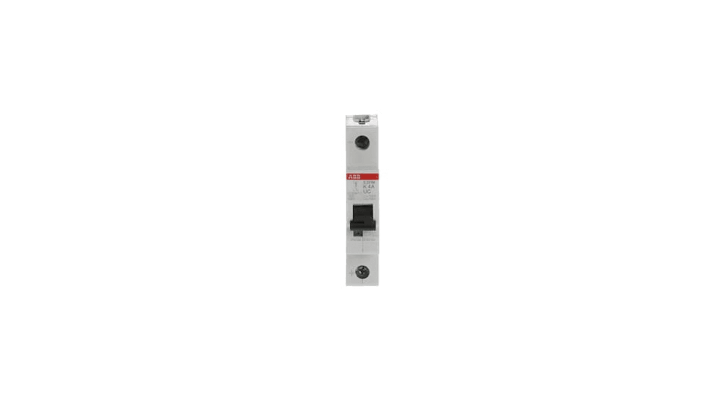 ABB System Pro M Compact S200 M UC MCB, 1P, 4A Curve K, 230V AC, 220V DC, 10 kA Breaking Capacity