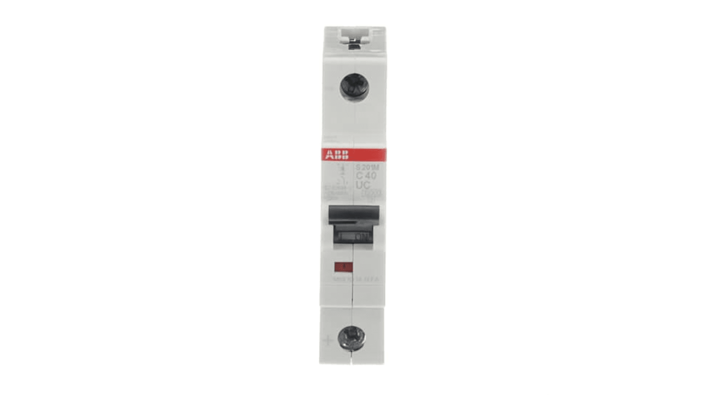 ABB System Pro M Compact S200 M UC MCB, 1P, 40A Curve C, 230V AC, 220V DC, 10 kA Breaking Capacity