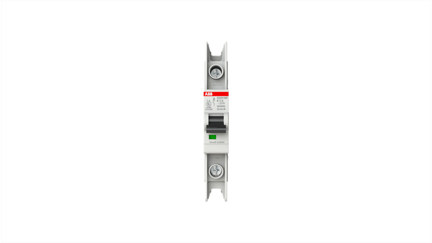 ABB System Pro M Compact SU200 MR Circuit Breaker, 1P, 3A Curve K, 230V AC, 10 kA Breaking Capacity