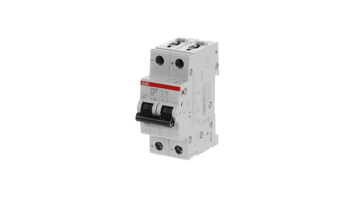 ABB System Pro M Compact S200 M UC MCB, 2P, 2A, Type Z, 400V AC, 440V DC, 10 kA Breaking Capacity