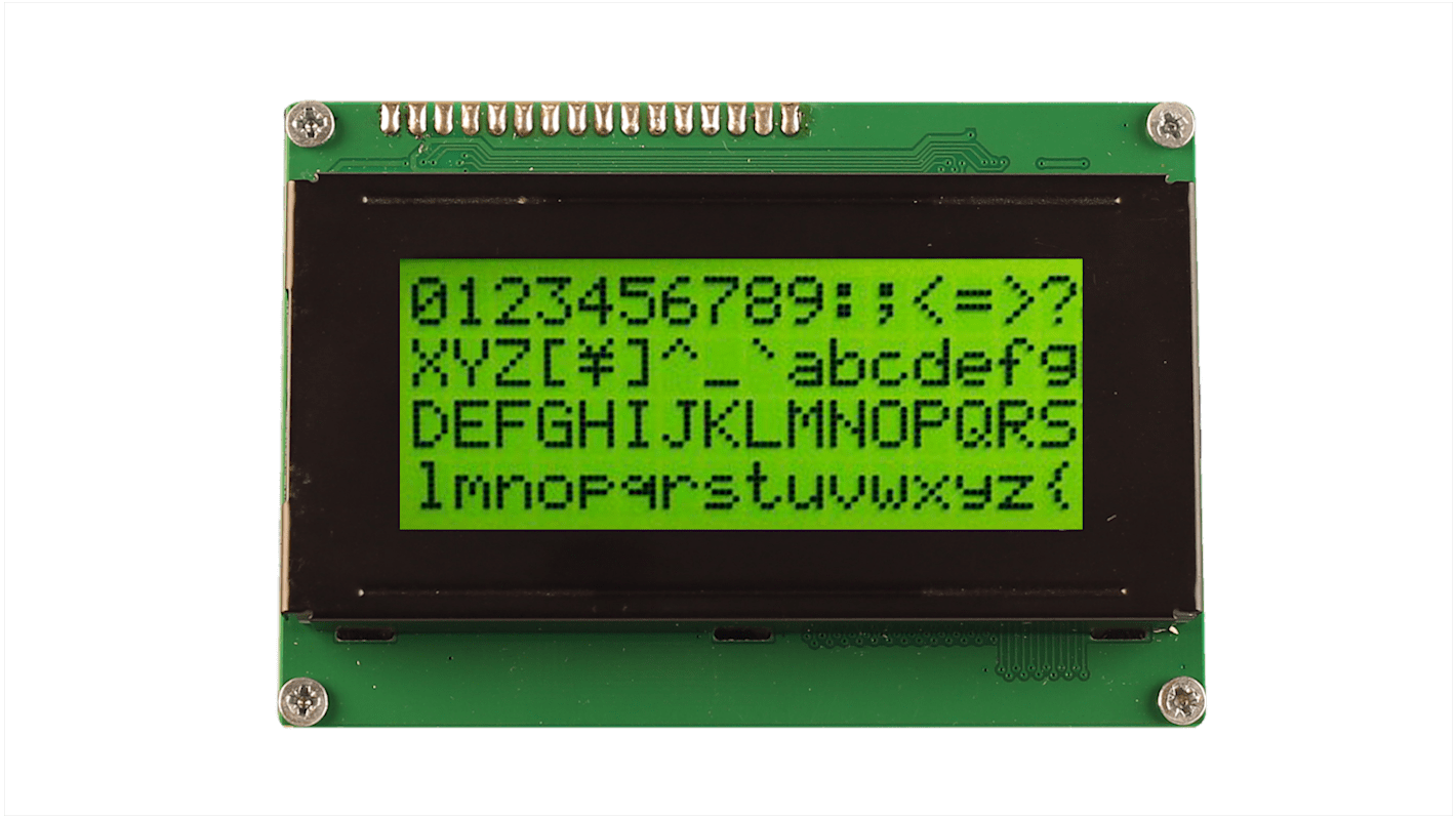 Midas MC41605A6W-SPTLY-V2 Alphanumeric LCD Display, Black on Yellow/Green, 4 Rows by 16 Characters, Transflective