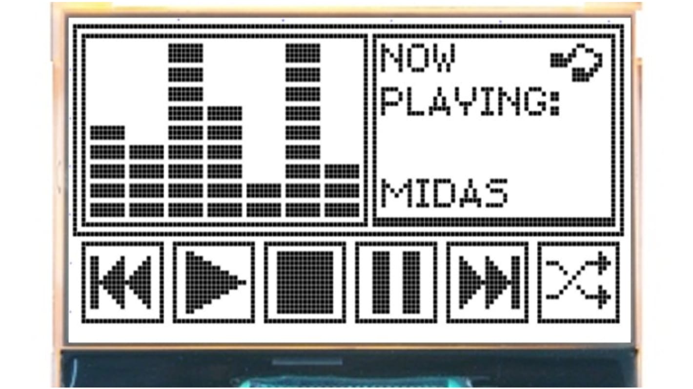 Midas MCCOG240128A6W-FPTLW Graphic LCD Display, Black on White, 128 by 64 Dots, Transflective