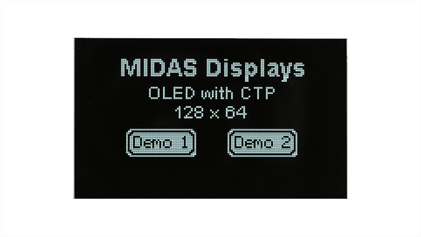 Afficheur OLED, Midas, 2.42, Matrice passive, Blanc, 128 x 64, COG, interface I2C, Parallèle, SPI