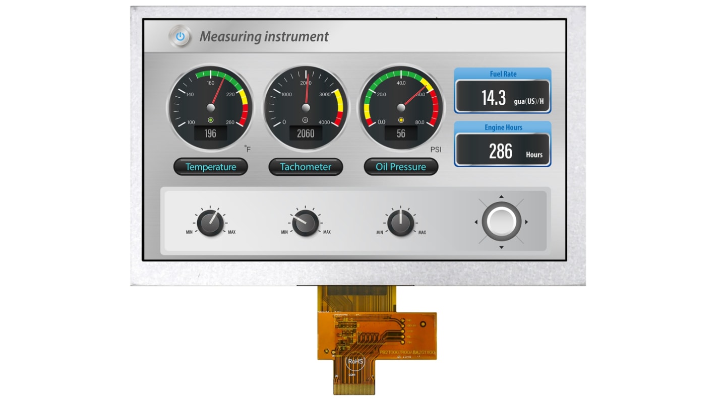 Midas MDT0700JIHH-MIPI TFT LCD Colour Display, 7 WXGA, 1024 x 600