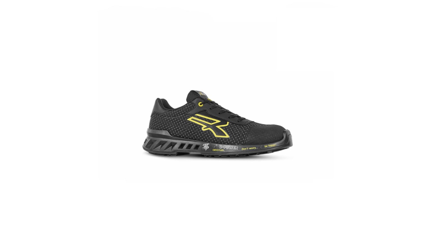 UPower MATT Unisex Sicherheitsschuhe Schwarz, Gelb, mit Zehen-Schutzkappe Aluminium, Größe 43 / UK 9
