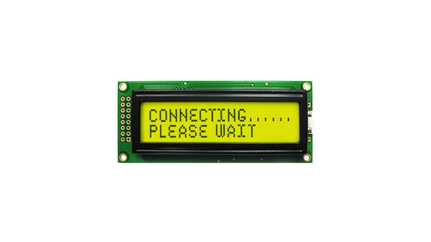 NEWHAVEN DISPLAY INTERNATIONAL NHD-0216BZ-FL-YBW Alphanumeric LCD Alphanumeric Display, Yellow-Green on Yellow/Green, 2