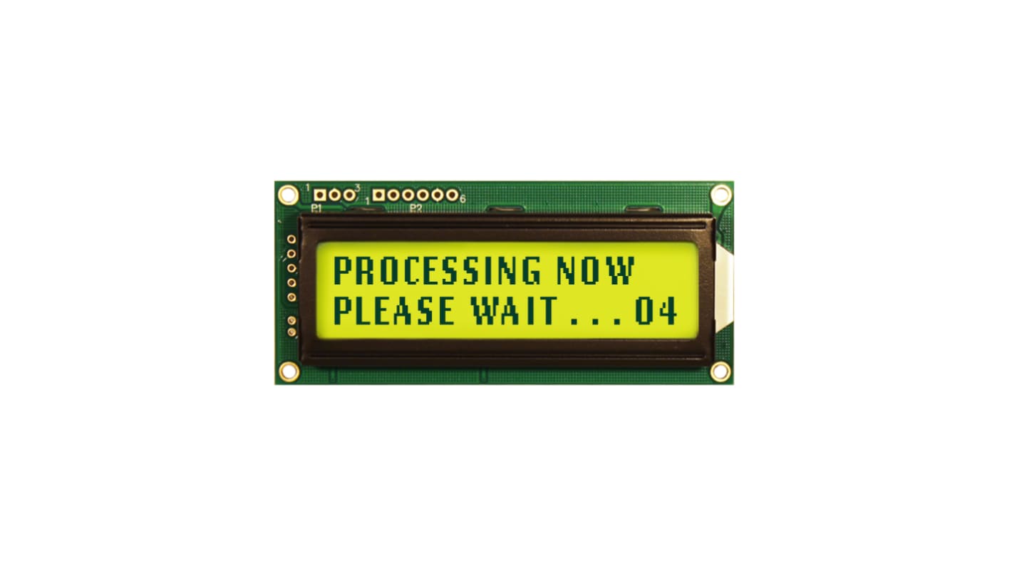 NEWHAVEN DISPLAY INTERNATIONAL NHD-0216K3Z-FL-GBW-V3 Alphanumeric LCD Alphanumeric Display, Yellow-Green on Grey, 2