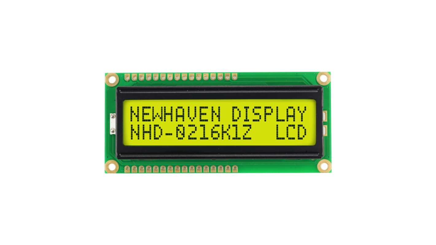 NEWHAVEN DISPLAY INTERNATIONAL NHD-0216K1Z-FL-YBW Alphanumeric LCD Alphanumeric Display, Yellow-Green on Yellow/Green,