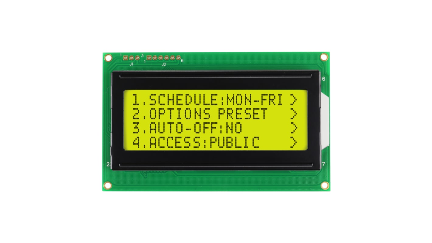 NEWHAVEN DISPLAY INTERNATIONAL NHD-0420D3Z-FL-GBW-V3 Alphanumeric LCD Alphanumeric Display, Yellow-Green on Grey, 4