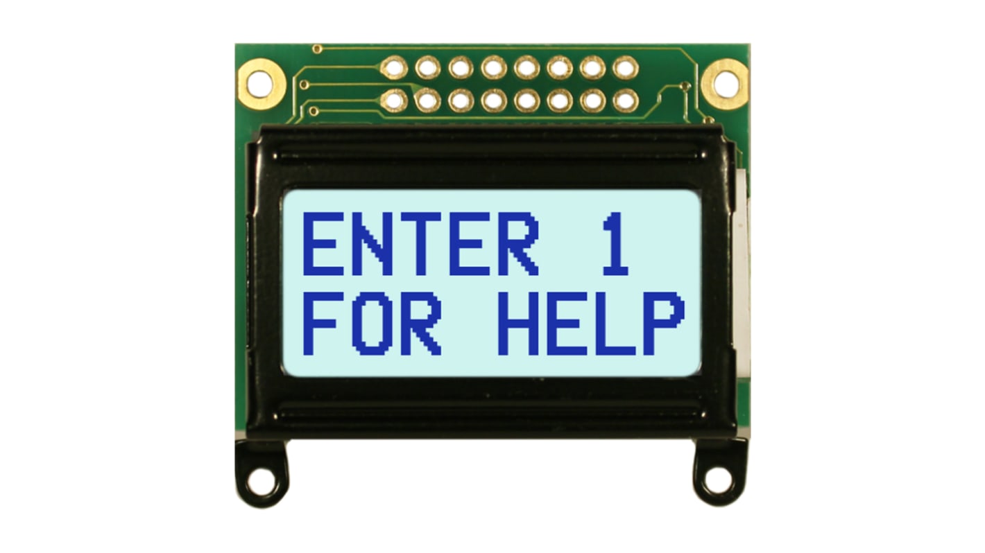 NEWHAVEN DISPLAY INTERNATIONAL NHD-0208AZ-FSW-GBW-33V3 Alphanumeric LCD Alphanumeric Display, White on Grey, 2 Rows by