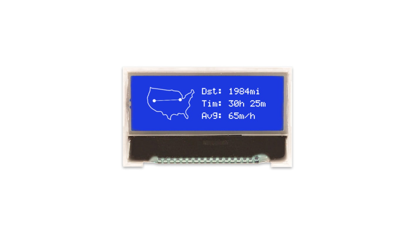 NEWHAVEN DISPLAY INTERNATIONAL NHD-C12832A1Z-NSW-BBW-3V3 Graphic LCD Graphic Display, White on Blue, Transmissive