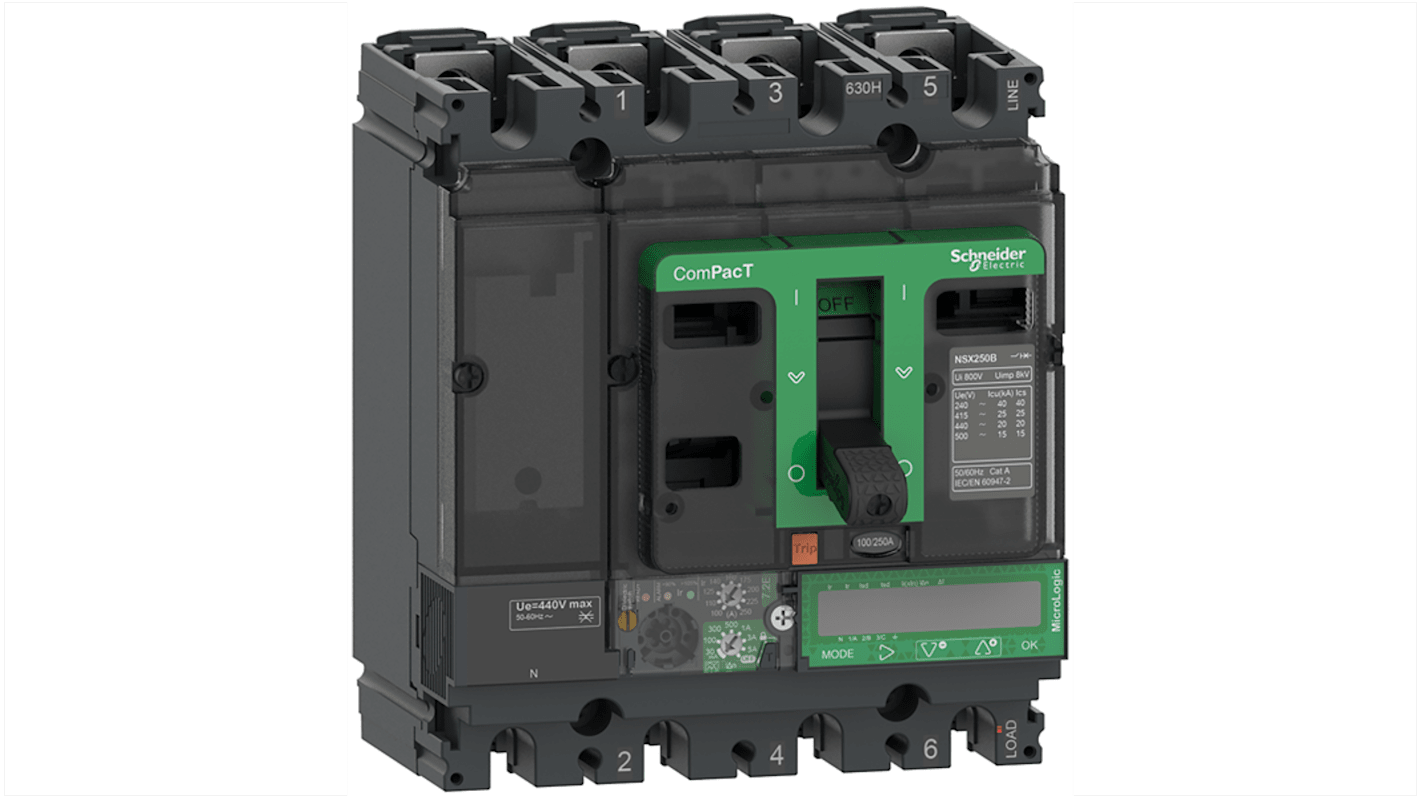 Schneider Electric, ComPacT New generation MCCB 4P 160A, Breaking Capacity 440 V, Fixed Mount