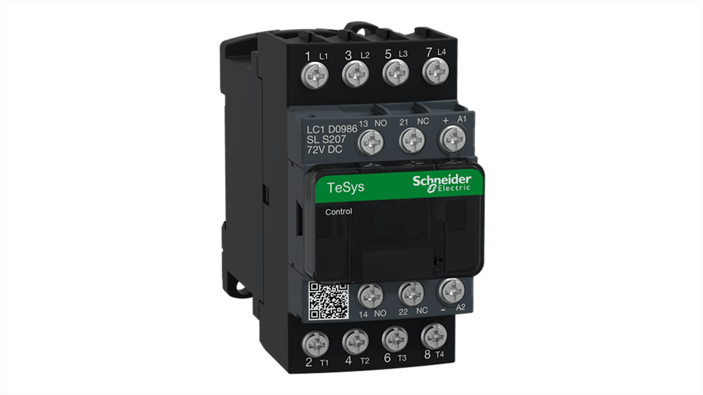 Schneider Electric védőkapcsoló, tekercs: 72 V DC, 4 pólusú, 20 A, 2 NO + 2 NC