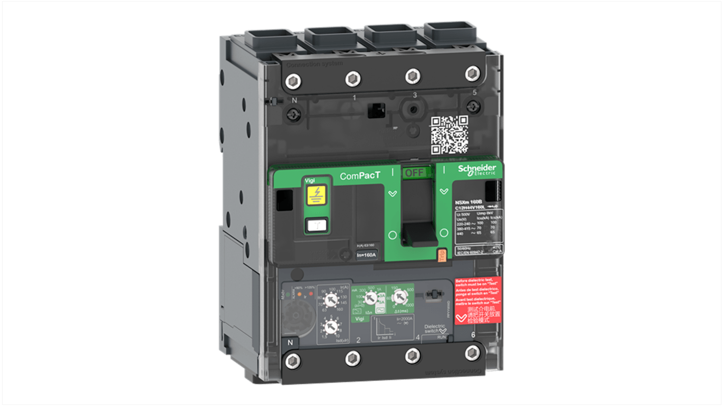 Schneider Electric, ComPacT New generation MCCB 4P 50A, Breaking Capacity 440 V, Fixed Mount