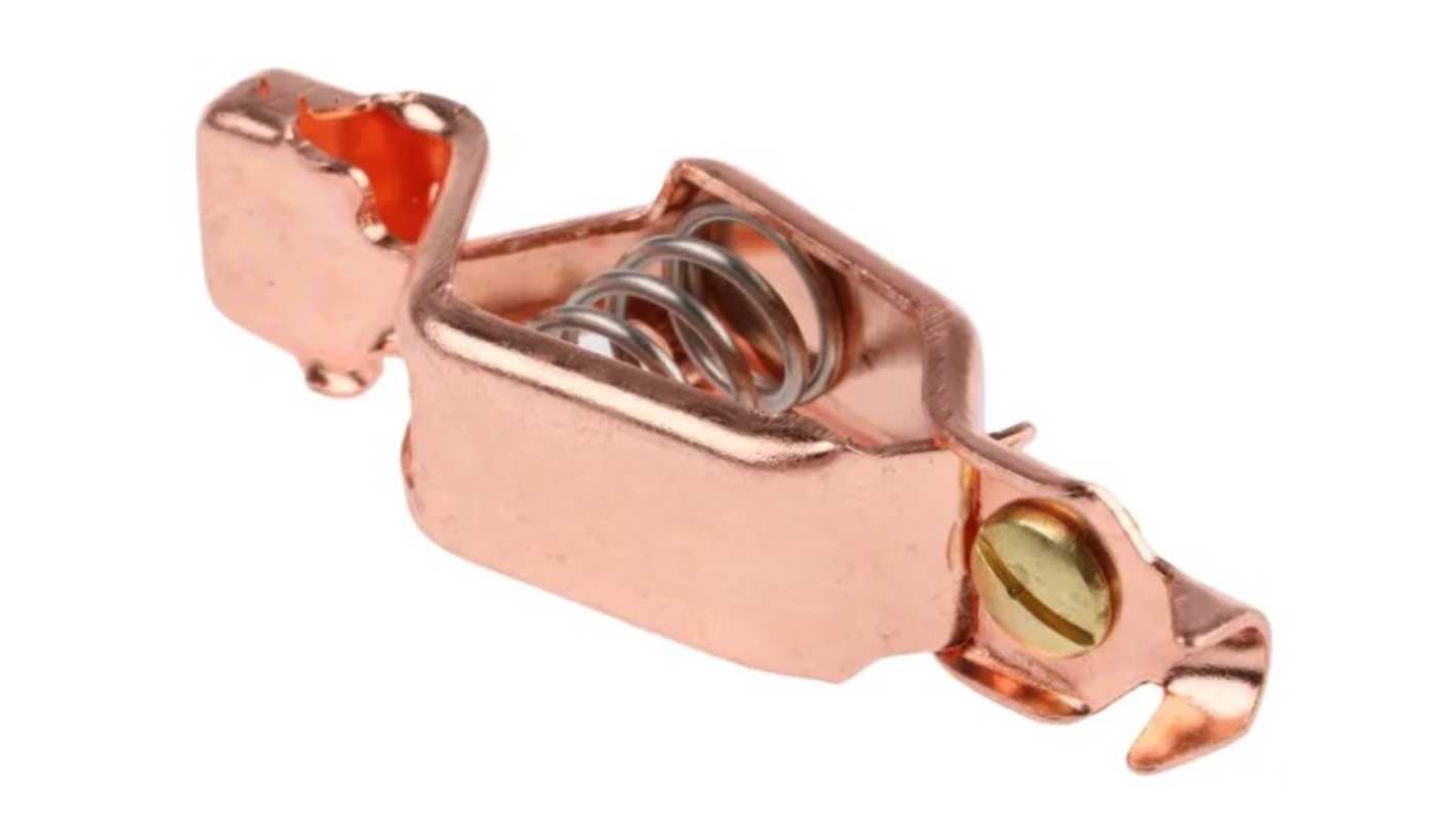 RS PRO Crocodile Clip Crocodile Clip Connection, Copper Contact, 75A, Orange