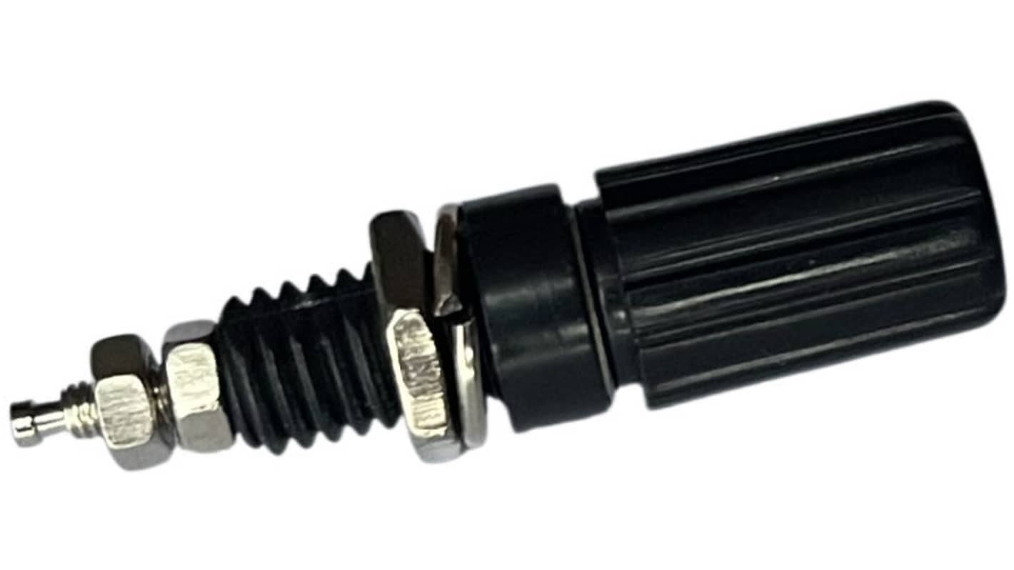 RS PRO 19A, Black Binding Post With Brass Contacts and Nickel Plated - 11mm Hole Diameter