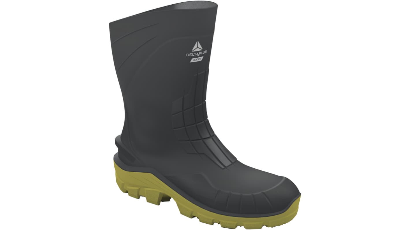 Delta Plus AEROTECH Black, Yellow Steel Toe Capped Unisex Safety Boots, UK 2.5, EU 35