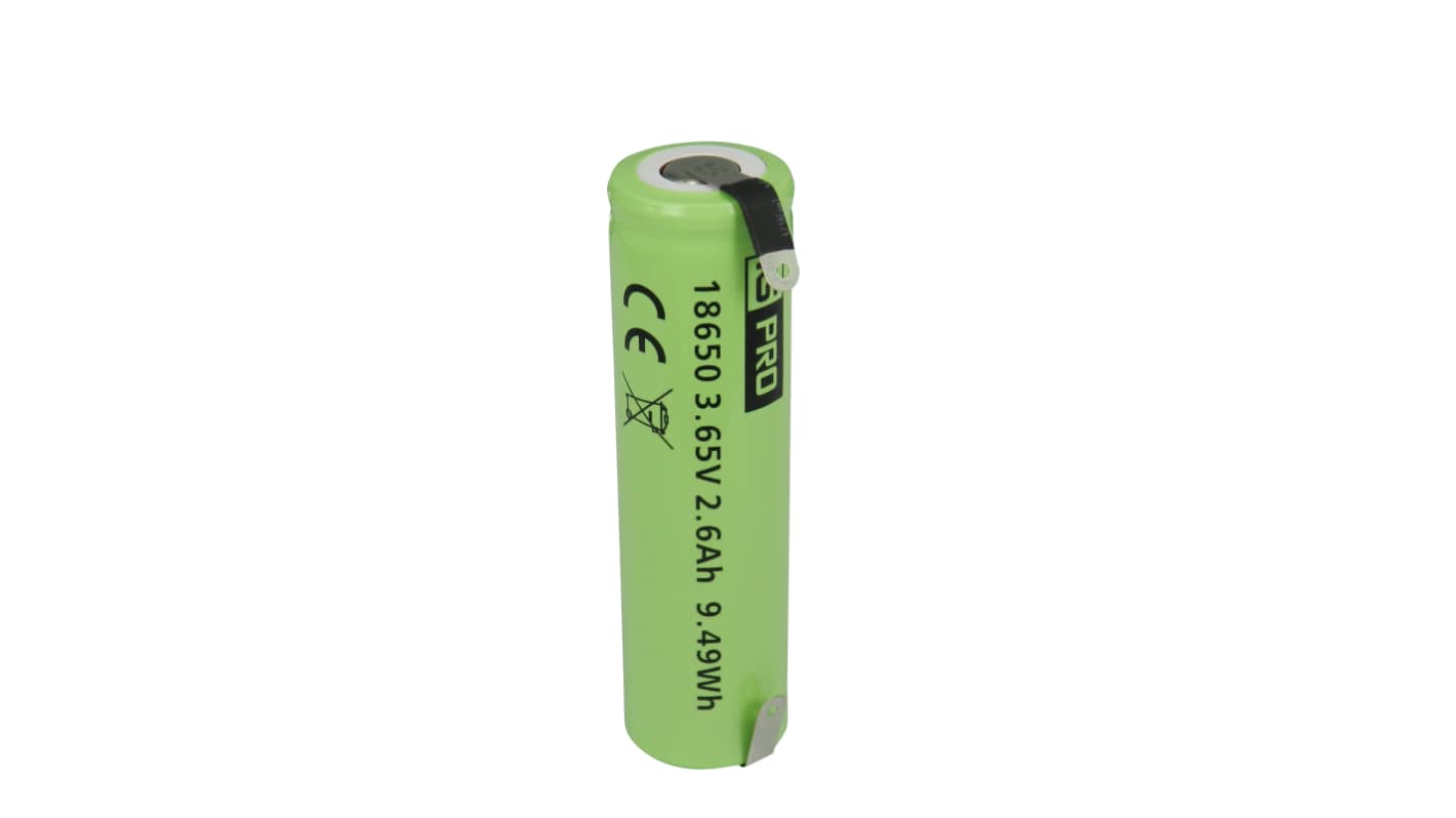 RS PRO RS PRO, 3.65V, 18650, Lithium-Ion Rechargeable Battery, 2600mAh
