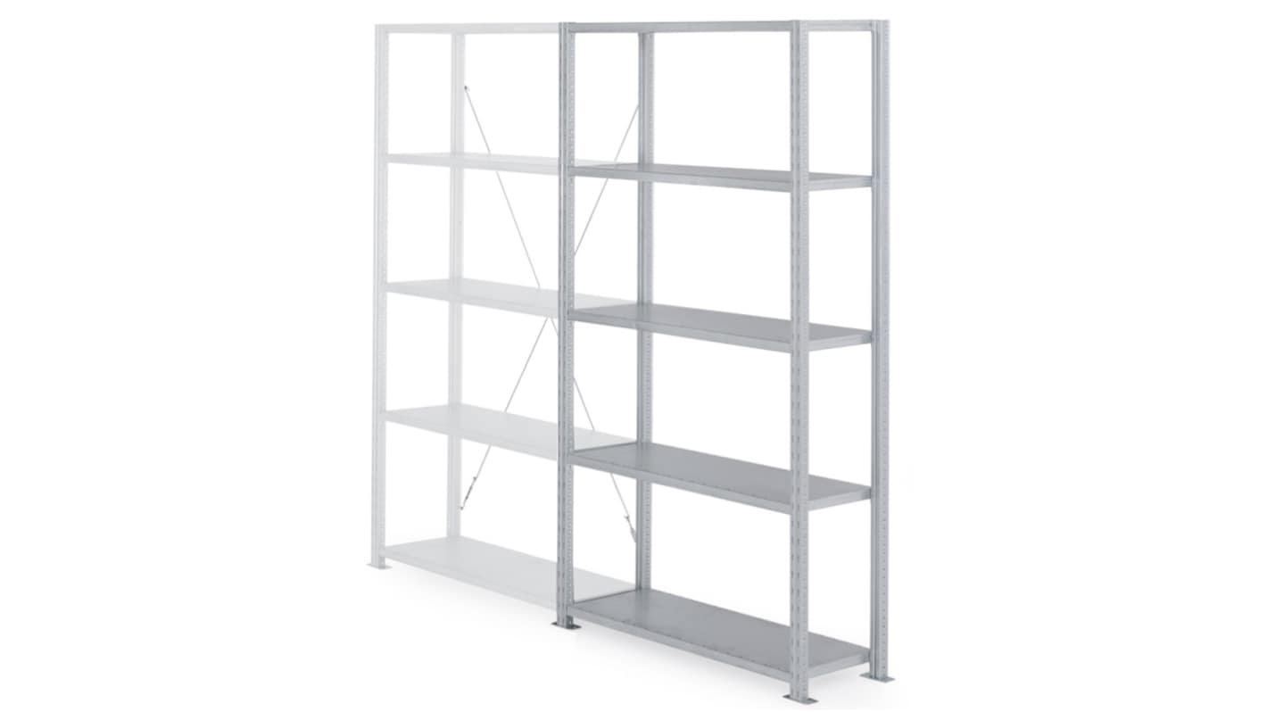 Manorga RAL 7040 4 Shelf Sheet Steel Galvanised Storage Rack System Shelving System, 2000mm x 1250mm, 3000kg Load