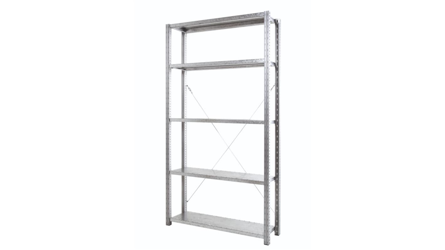 Manorga RAL 7040 4 Shelf Sheet Steel Galvanised Storage Rack System Shelving System, 2000mm x 1250mm, 3000kg Load