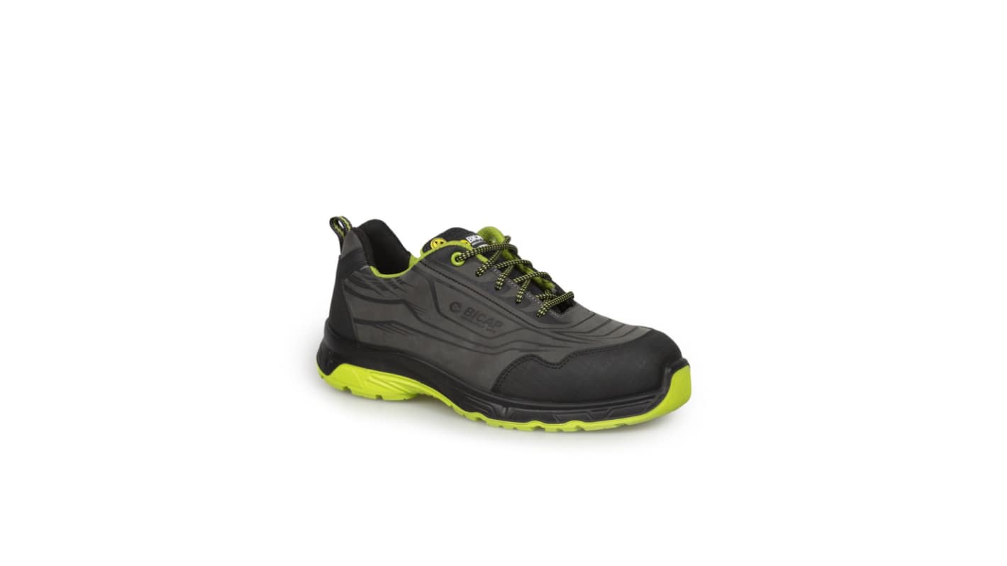 Bicap LASER LOW Unisex Black, Grey, Yellow Composite Toe Capped Safety Shoes, UK 5.5, EU 38