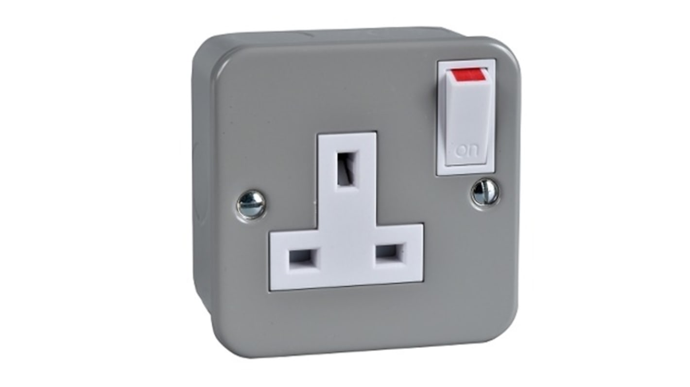 Gniazdo wtykowe BS 1363 Montaż na śrubie Schneider Electric z przełącznikiem 13A