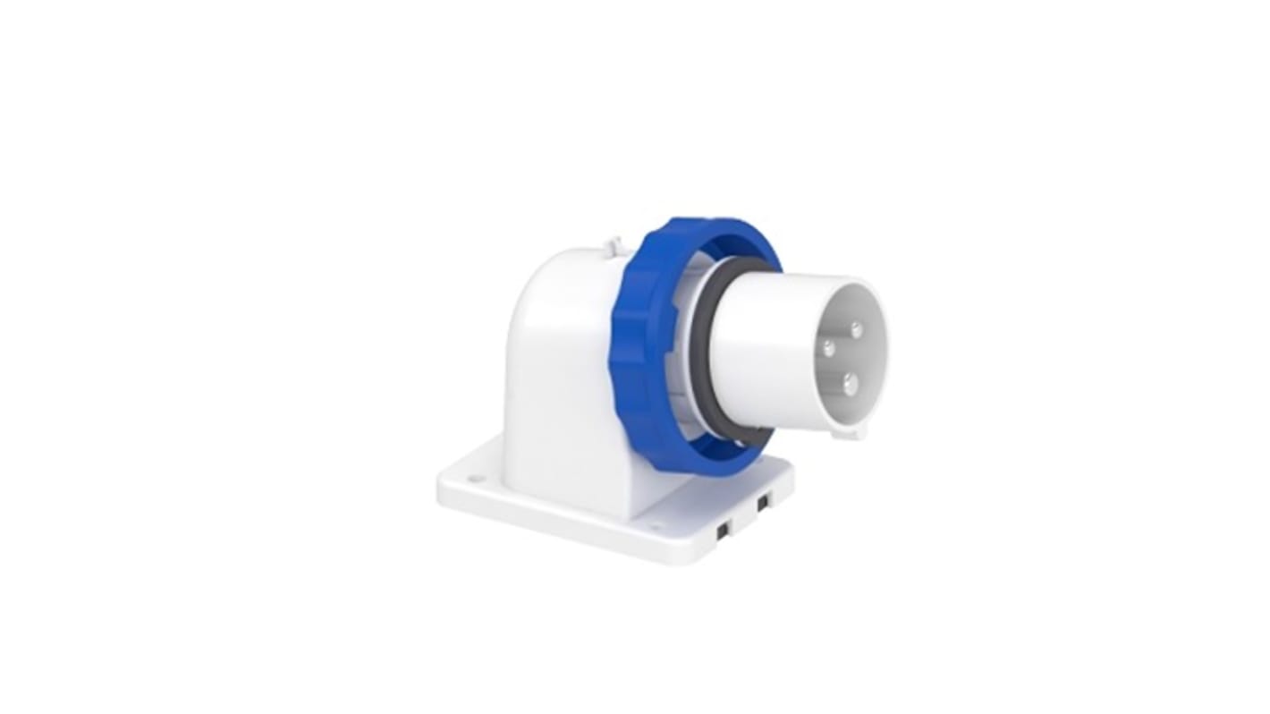 Schneider Electric, Mureva IP67 Grey Panel Mount 2P + E Angled Industrial Power Plug, Rated At 16A, 250 V ac