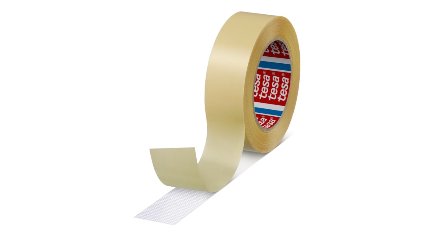 Tesa 04934-00001-00 White Double Sided Tape, 0.2mm Thick, 24 N/cm, Fabric Backing