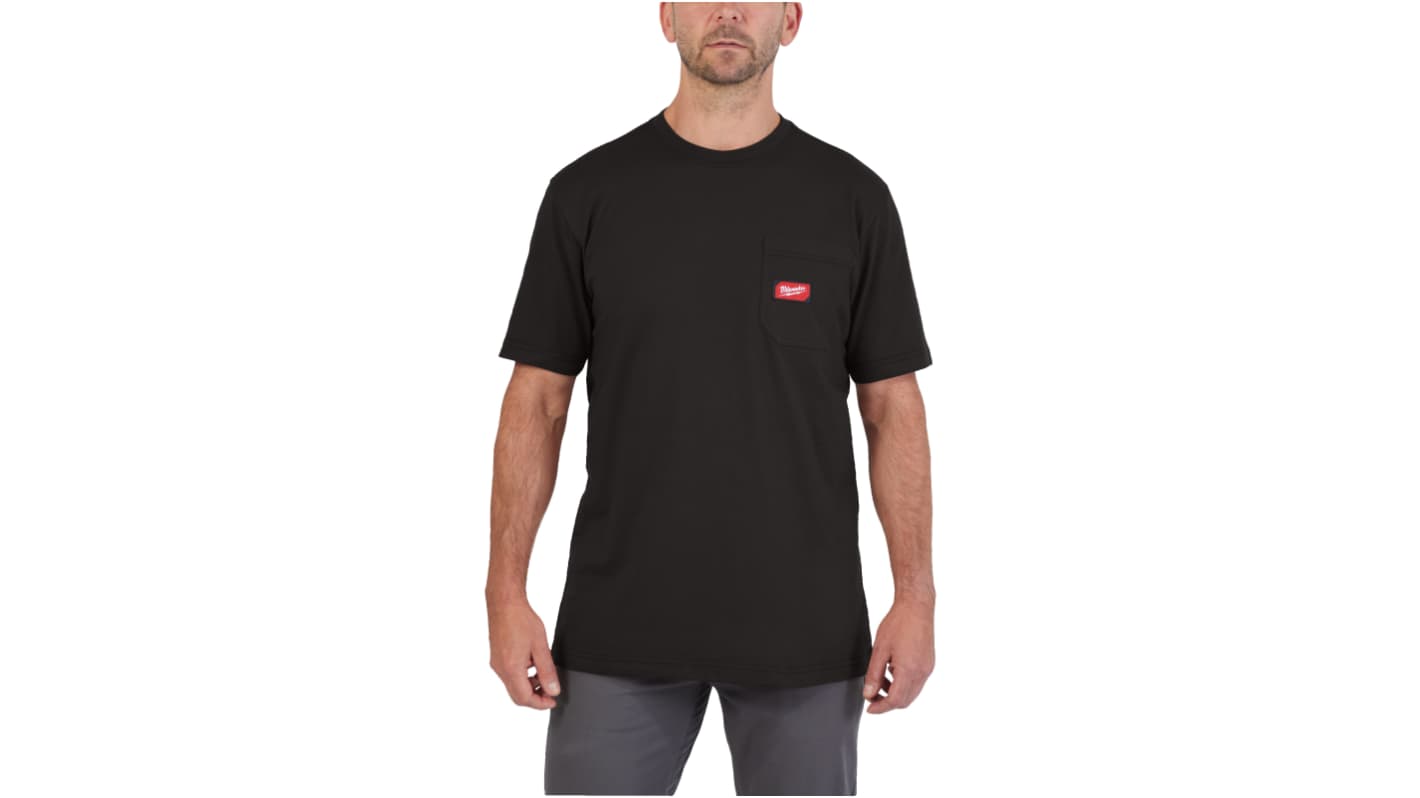 Milwaukee Black 40% Polyester, 60% Cotton Short Sleeve T-Shirt, UK- L, EUR- L, Hi-Vis