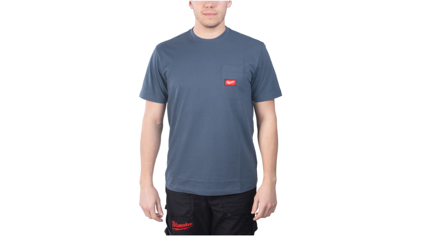 Milwaukee Blue 40% Polyester, 60% Cotton Short Sleeve T-Shirt, UK- L, EUR- L, Hi-Vis