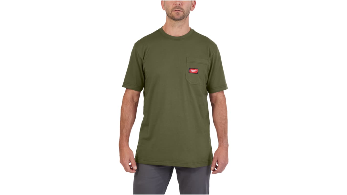 Milwaukee Green 40% Polyester, 60% Cotton Short Sleeve T-Shirt, UK- S, EUR- S, Hi-Vis
