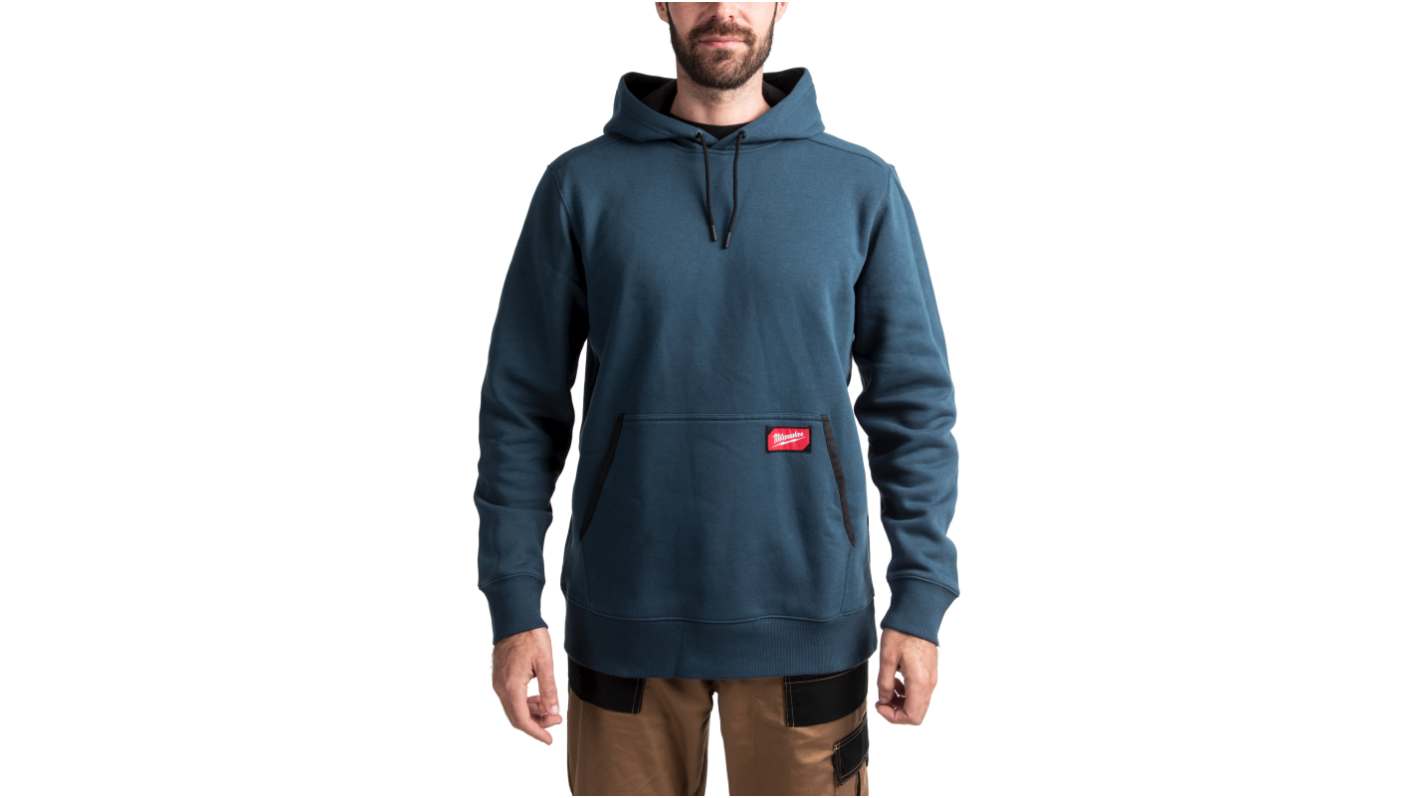 Milwaukee Midweight Herren Kapuzenpullover, 30 % Polyester, 70 % Baumwolle Blau, Größe XL