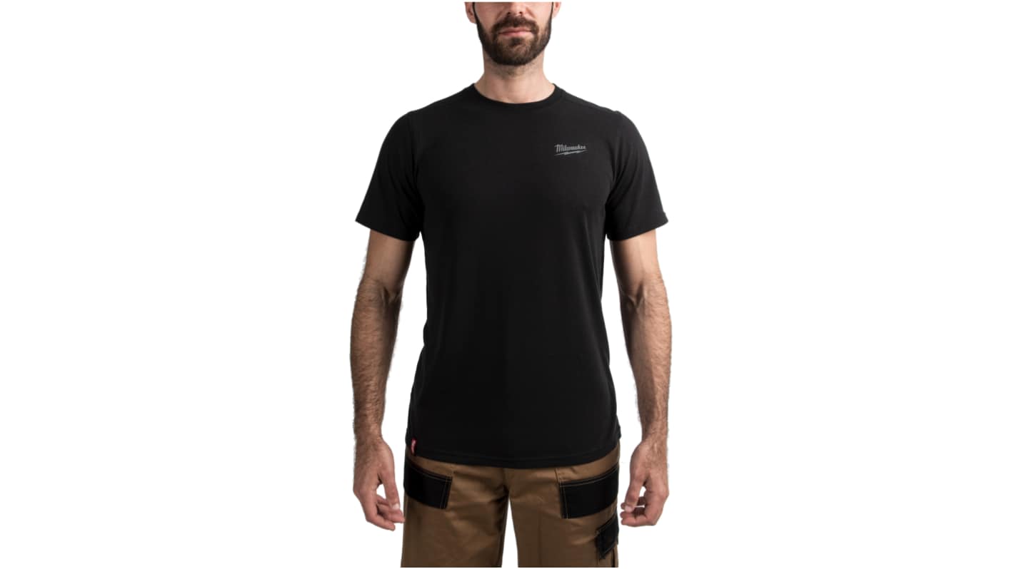 T-shirt, Czarny, Bawełna, poliester, M, Krótki