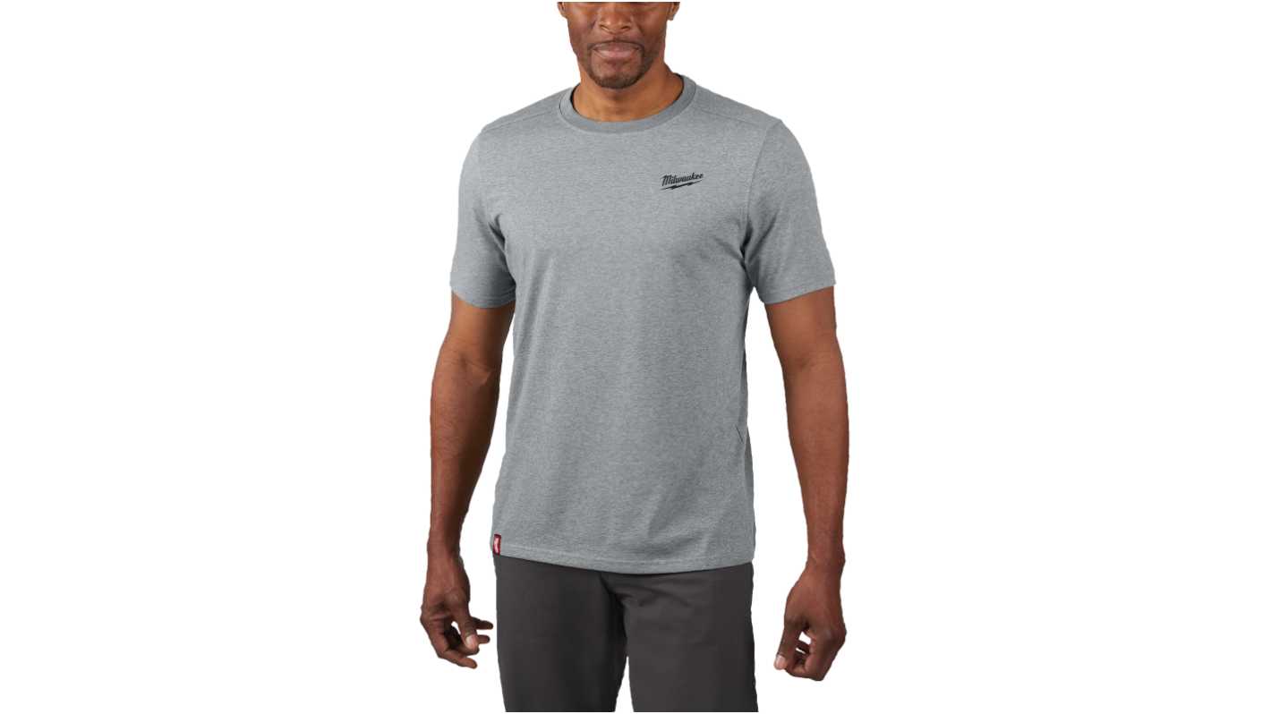 Milwaukee Grey Cotton, Polyester Short Sleeve T-Shirt, UK- S, EUR- S, Hi-Vis