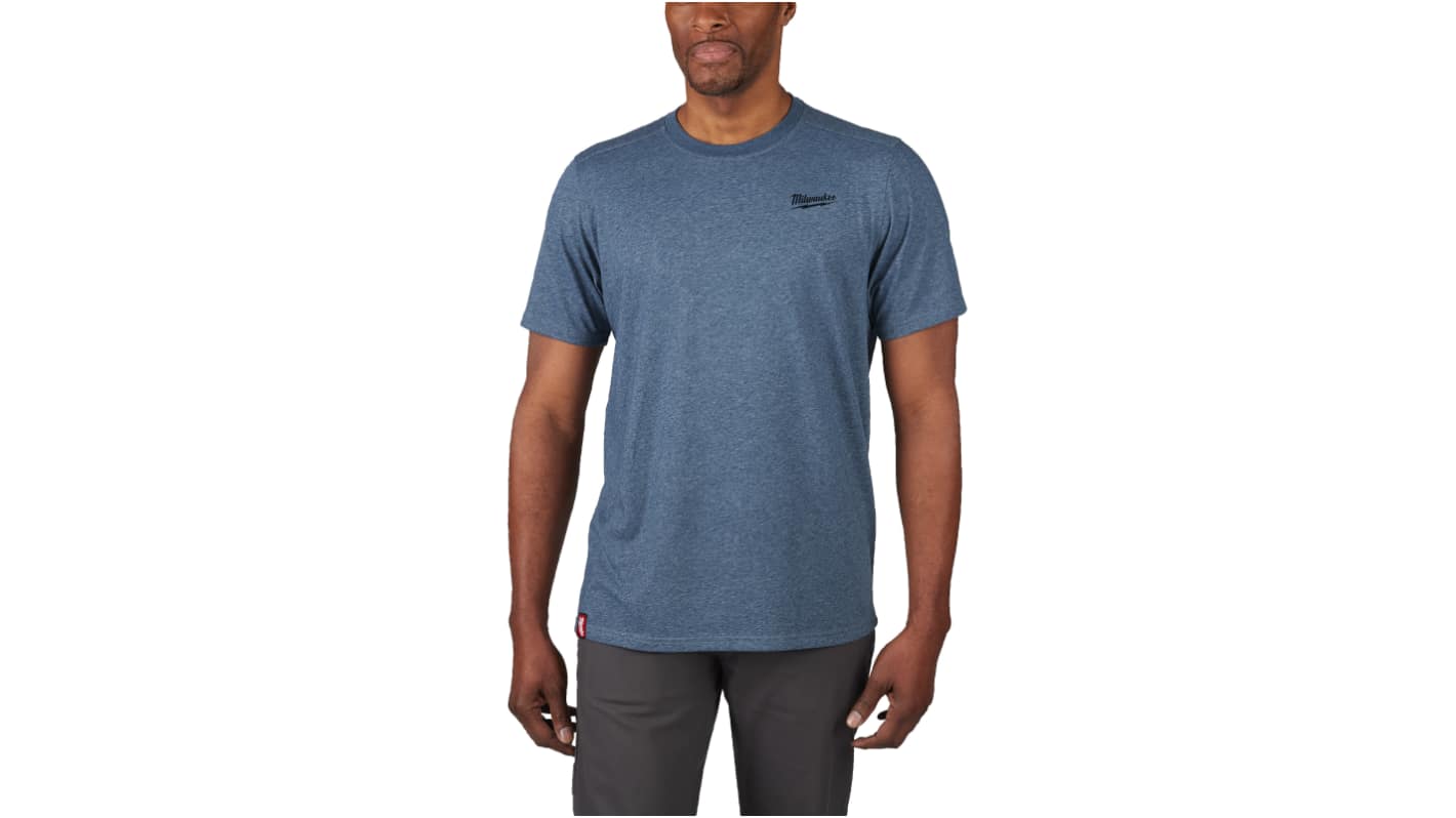 Milwaukee Blue Cotton, Polyester Short Sleeve T-Shirt, UK- S, EUR- S, Hi-Vis