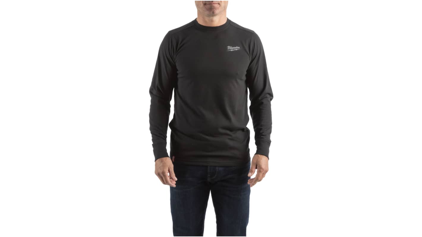 Milwaukee Black Cotton, Polyester Long Sleeve T-Shirt, UK- XXL, EUR- XXL, Hi-Vis